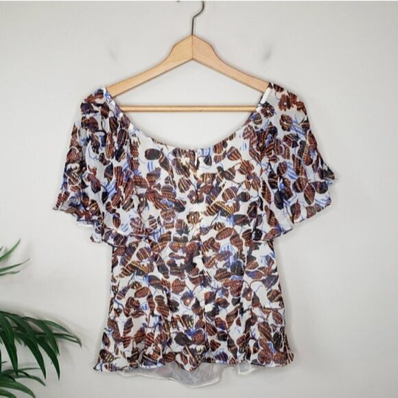 Derek Lam | Abstract Floral Print Silk Blouse - Picture 6 of 9